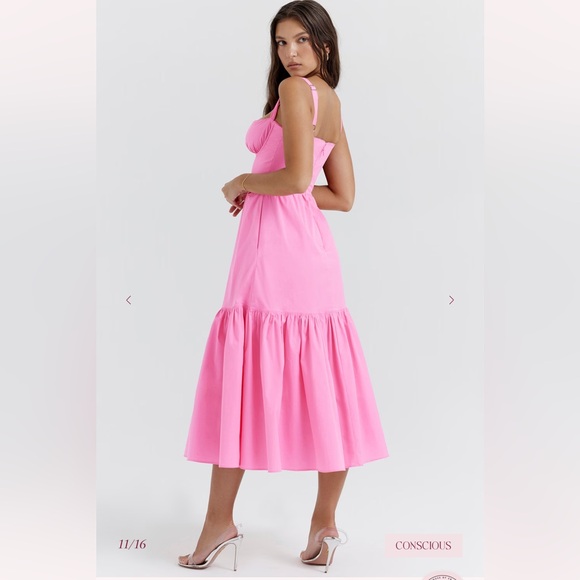 NWT House of CB French Pink Midi Tiered Elia Sundress - Picture 2 of 11